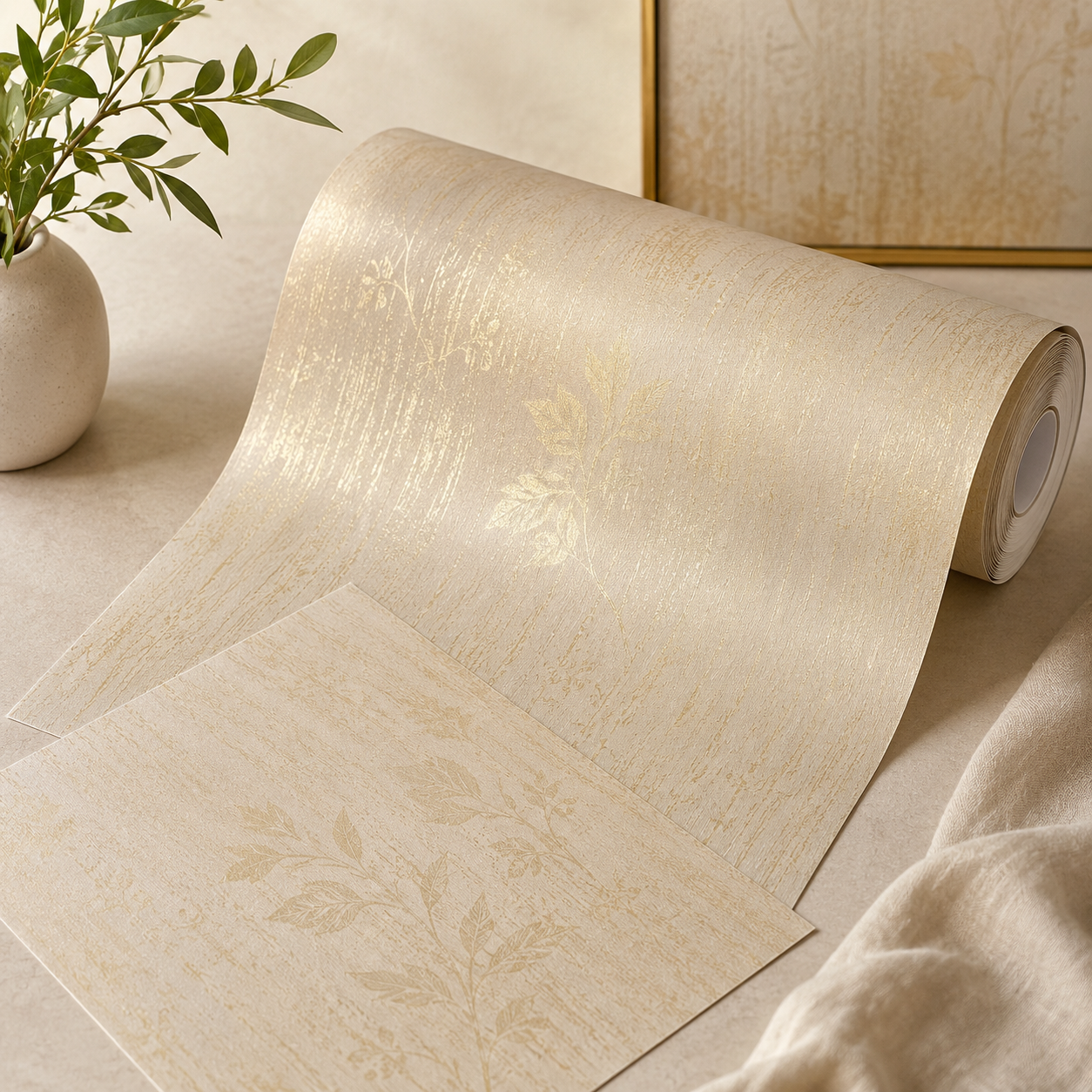 Herringbone Beige Wallpaper